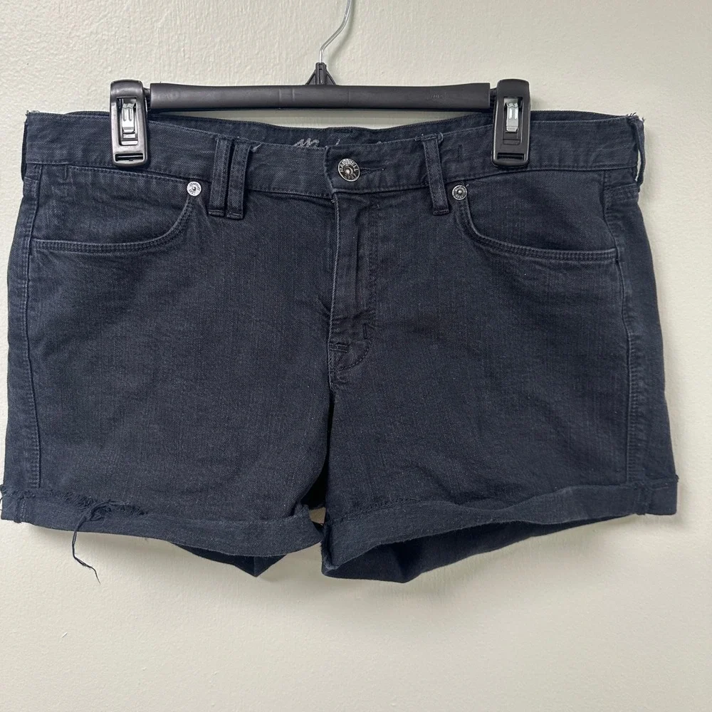 Madewell Denim Shorts Faded Black Cut Off Rolled Hem Size 31 Stretch Cotton